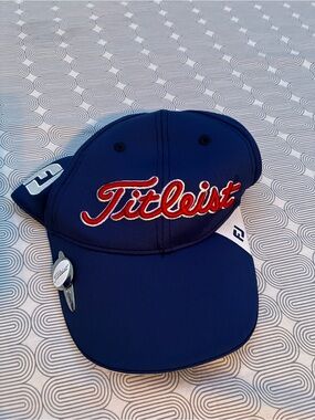 Titleist Navy Blue Baseball Cap with Red Script Logo